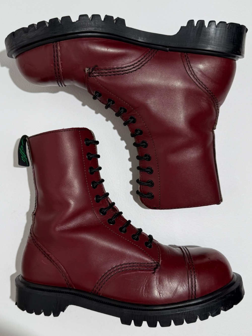Vintage Getta Grip England Oxblood Red Leather Steel Toe Boots UK 5